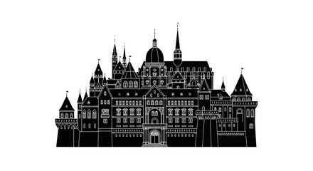 Fototapeta premium Schwerin Castle Silhouette Icon Vector Illustration on White Background