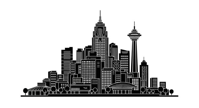 Seattle Skyline Silhouette Vector Illustration ? Urban Cityscape