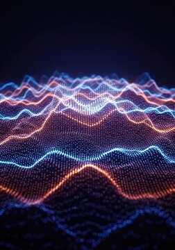 Depicting an ethereal, shimmering energy field composed of fine, glowing particles and interconnected wave patterns, representing subtle quantum vibrations, interconnected, light, flow
