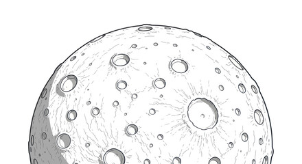Stylized Moon Surface with Craters, Cosmic Drawing © Hantu