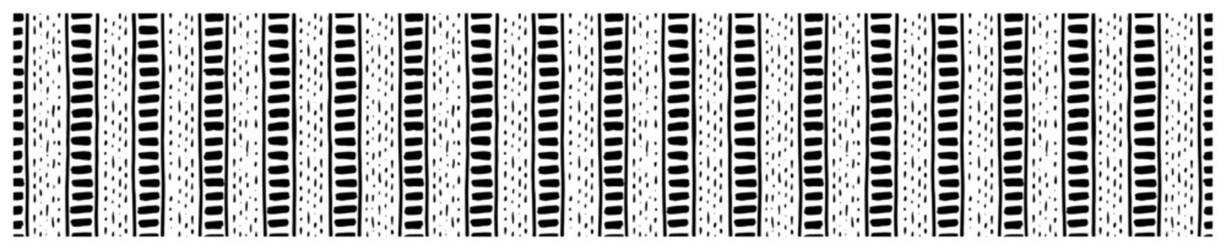 Vertical stripe border with dotted lines and dashed elements in minimalist style