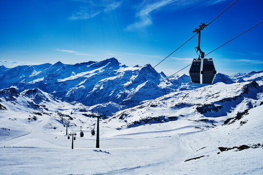 Breuil-Cervinia ski resort in the Aosta Valley of Italy, Italian alps, Europe 