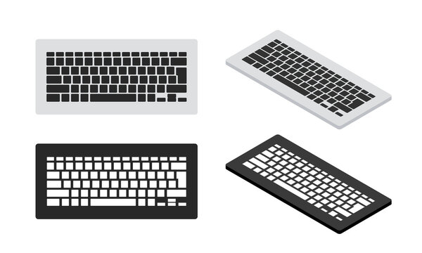 Laptop keyboard. Vector flat and isometric icons. Hand-drawn.