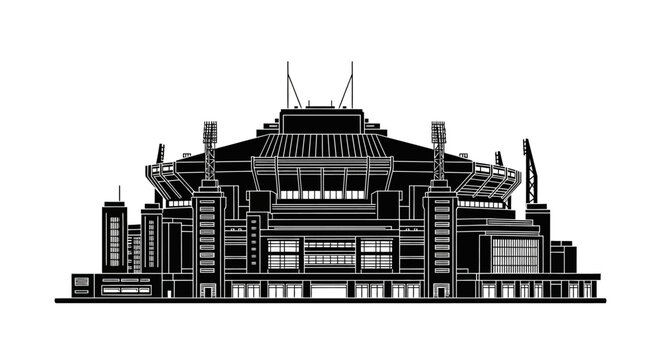 Superdome Stadium Silhouette ? Iconic Sports Architecture Vector