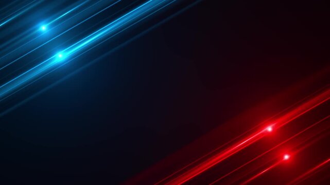 Red and blue diagonal light streak background negative space, glossy beams, fast cinematic movement. sports videos, gaming intros, versus screens, action trailers, broadcast overlays, racing edits.