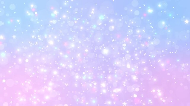 Pastel star sparkle background blue and pink glow, dreamy bokeh circles, gentle glitter, magical light. baby videos, birthday intros, fairy themes, kids content, invitations, sweet motion overlays.