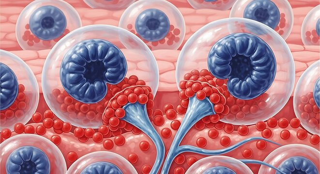 Human ovum cells with blood vessels and follicles