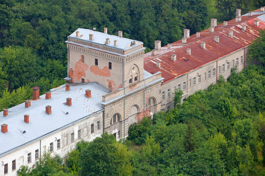 Aerial view of castle in Masovian Voivodeship, Modlin, Poland