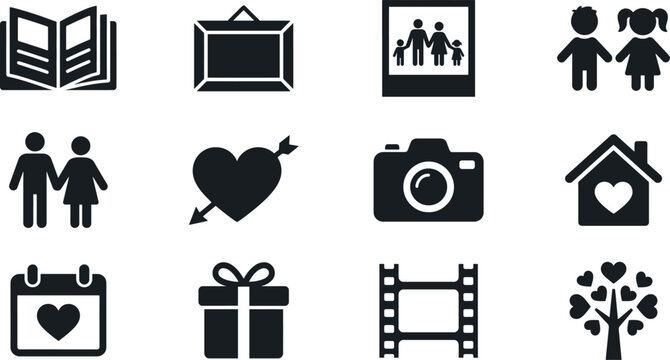 Variety Of Icon Themes Silhouette Vector