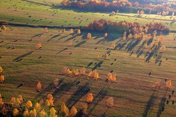 Aerial landscape view in Beskid Niski, Poland
