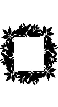 Black Floral Silhouette Frame with Square White Center