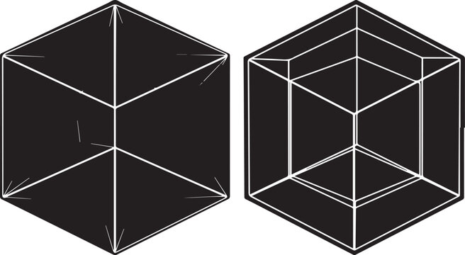 3D geometric wireframe cube shapes for architectural design and digital modeling visualization