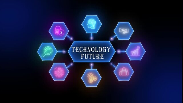 Technology future digital infographic hexagon network concept motion 4k