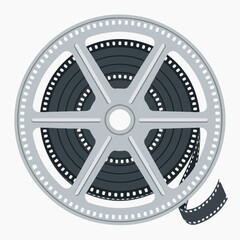Obraz premium Cinema Reel and filmstrip: A classic cinema reel and filmstrip, perfect for conveying themes of storytelling, entertainment, and the film industry. 