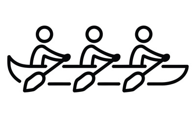 Three rowers competing in a racing boat © candysartistry