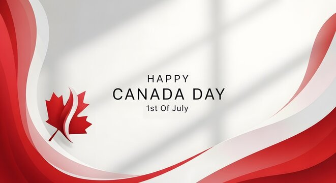 Happy canada day celebration a waving flag with maple leaves