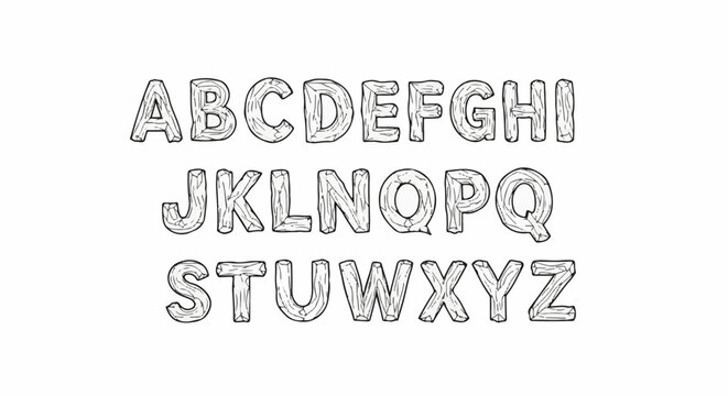 Wooden texture letters A-Z presented in three rows on a white background