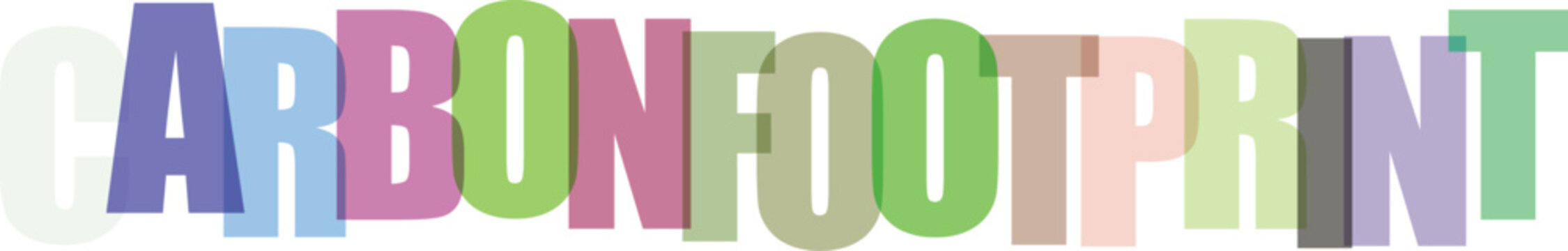 Colorful carbon footprint typography with multicolored letters