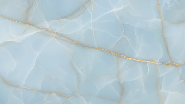 Luxury Abstract Blue Marble Background with Elegant Gold Kintsugi Veins
