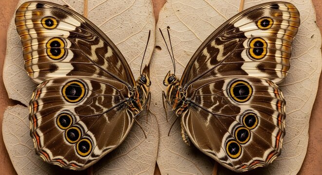 Beautiful butterfly with eye-spots on brown wings