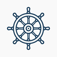 Obraz premium Nautical Wheel Emblem: A simplified and stylish emblem of a ship's wheel, embodying the spirit of nautical navigation, maritime history, and the allure of exploration and adventure.