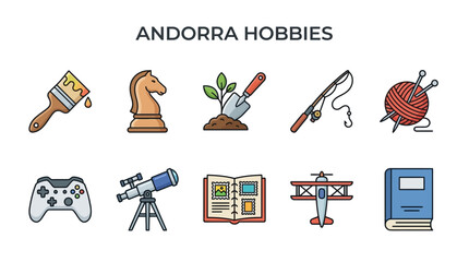 Collection of Hobby Icons Representing Diverse Interests. © zyaa