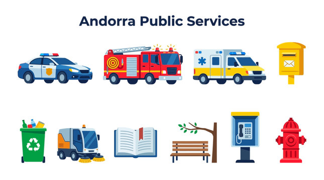 Andorra Public Services Icons Collection.