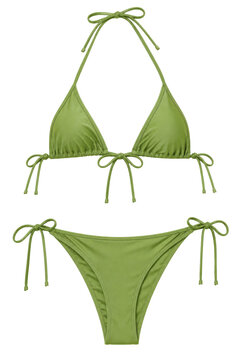 Green bikini set for summer beachwear fashion mockup isolated transparent background