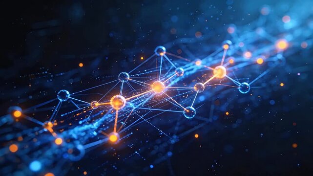Abstract network of glowing nodes