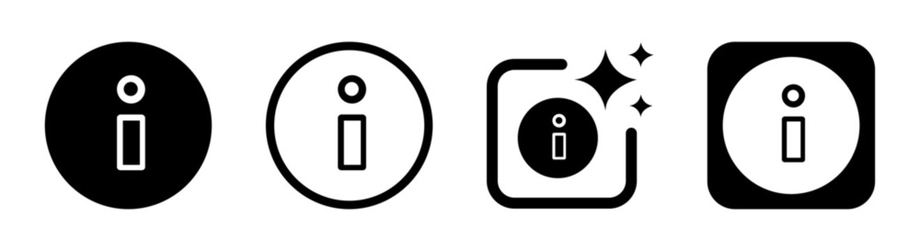 Black information icon symbol representing help support and additional details for modern user interface and mobile applications