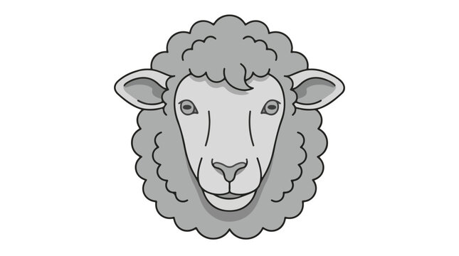 A cartoon illustration of a sheeps head with a fluffy woolly coat
