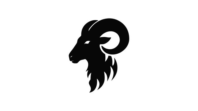 Stylized Aries zodiac sign silhouette, astrological symbol vector illustration