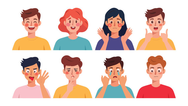 Expressions of Emotion: A diverse collection of individuals embodies a spectrum of human feelings, each conveying a unique emotional state, from joy to sadness.