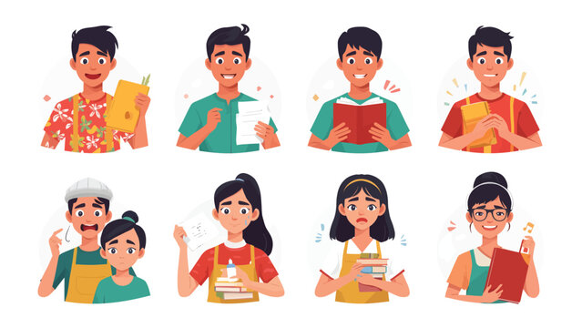 Expressive Collection of Everyday Moments: A vibrant compilation of illustrations portrays a range of relatable daily experiences and sentiments. Capturing the essence of daily routines.