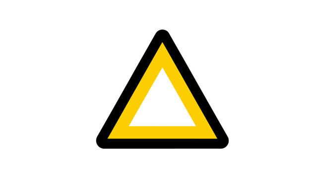 3D illustration of a yellow triangle warning sign with an exclamation symbol to alert of high voltage danger and electric shock hazard risk