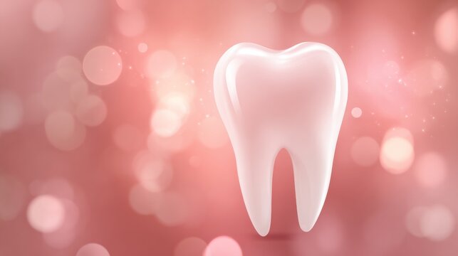 Radiant Cosmetic Dentistry Tooth Silhouette with Glowing Light and Soft Background for Dental Health Themes