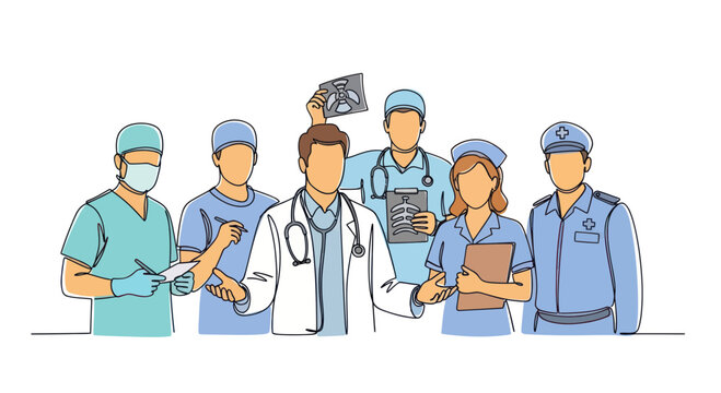 Diverse Medical Team: Doctors, Nurses, and Healthcare Professionals in Uniform