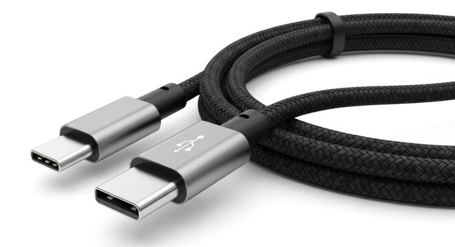 Black USB C Cable with Connectors.