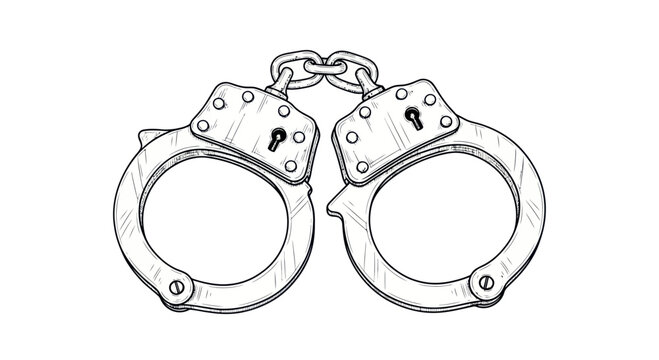Handcuffs Sketch - Crime, Justice, Arrest, Security, Law Enforcement Symbol
