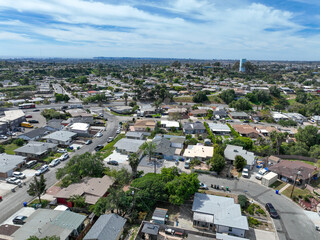 Aerial view of Lemon Grove neighborhood of San Diego, California. Small city is located east of downtown  © Unwind
