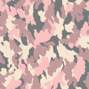 Pastel Pink And Grey Camouflage Seamless Vector Pattern
