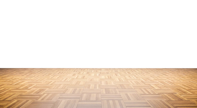 Polished wooden floorboards with basket weave pattern showing perspective motion in this digital animation sequence captured on transparent background