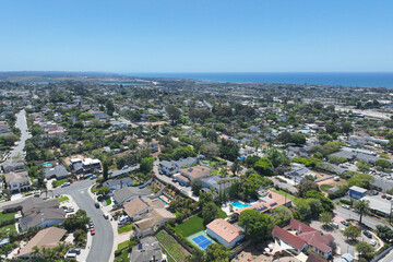 Fototapeta premium Aerial view of Carlsbad, beach city in the North County area of San Diego County, California, United States