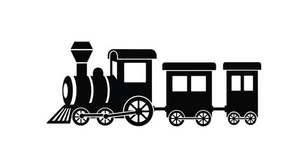 Black train silhouette with locomotive and carriages on a white background silhouette high quality professional detailed modern elegant stylish clean crisp © GDSneha02