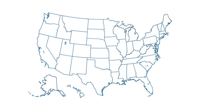 Outline Map of United States of America with State Borders