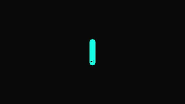 Animation of increasing sound volume, music on black background.  Audio volume button element for music player and media control. Sound and audio control symbol  4 k video