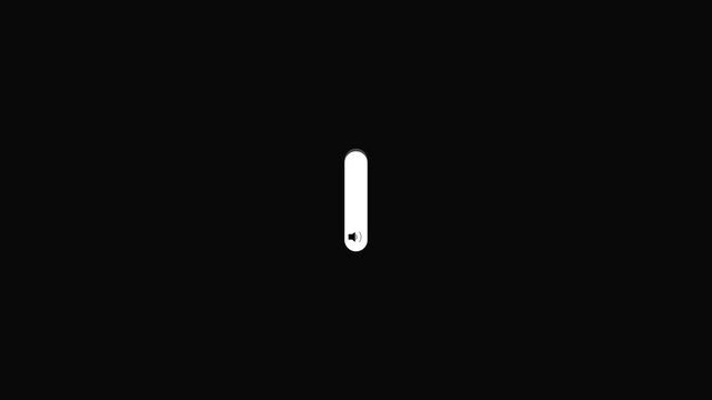 Animation of increasing sound volume, music on black background.  Audio volume button element for music player and media control. Sound and audio control symbol  4 k video