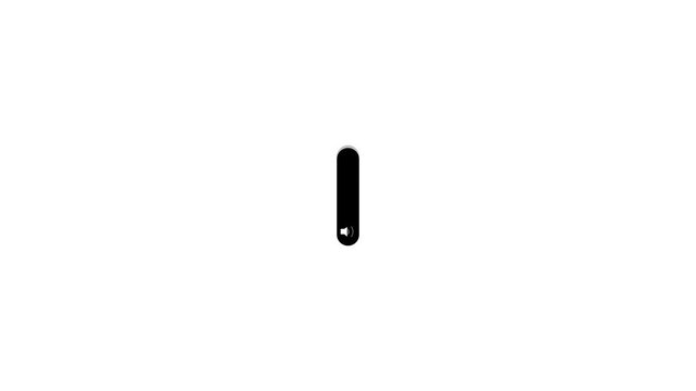 Animation of increasing sound volume, music on black background.  Audio volume button element for music player and media control. Sound and audio control symbol  4 k video