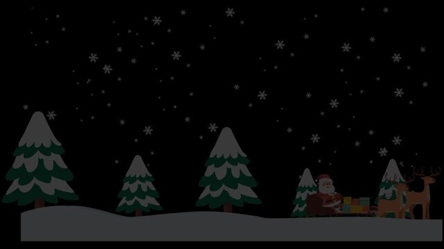 Santa in Sleigh with Gifts and Reindeer