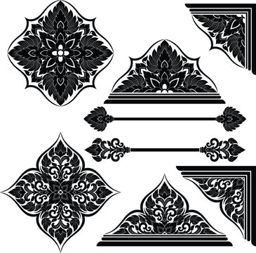 Thai Traditional Ornament Set for Luxury Branding and Cultural Designs